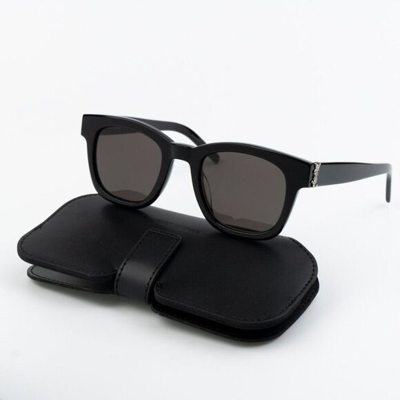 NEW Saint Laurent SLM124 001 Black Grey Square Men Sunglasses - Picture 11 of 11